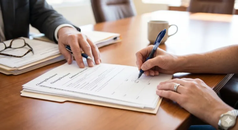 Homeowner signing closing documents